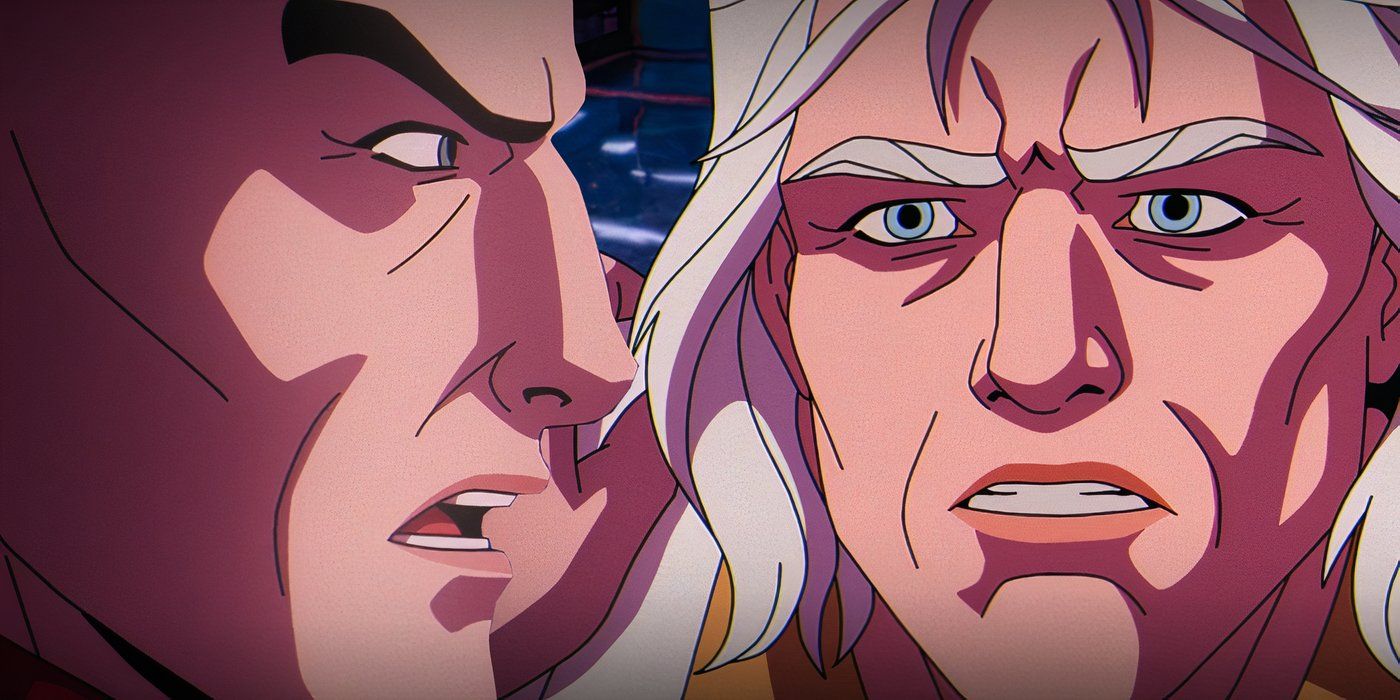 A split image of Professor X and Magneto from the X-Men 97 season 1 finale