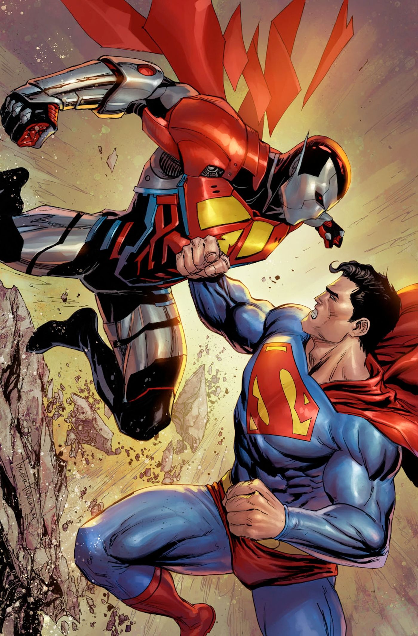 Absolute Power 2 Kirkham Variant Cover: Superman fighting the Last Son Amazo.