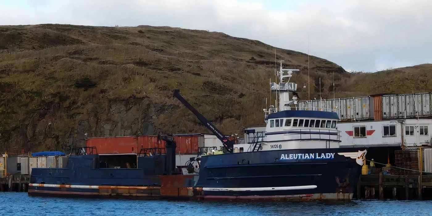 Aleutian Lady sitting at a dock in Deadliest Catch.