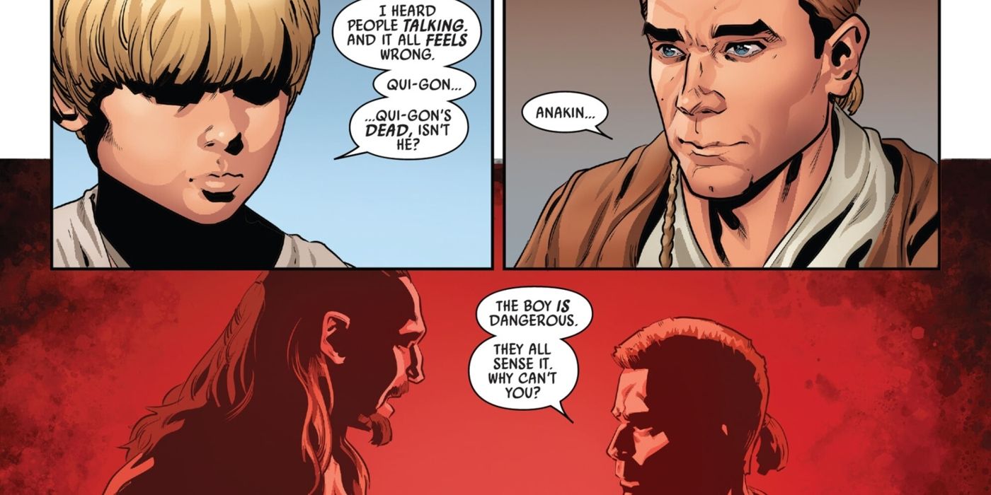Obi-Wan talking to Anakin about Qui-Gon&rsquo;s death.