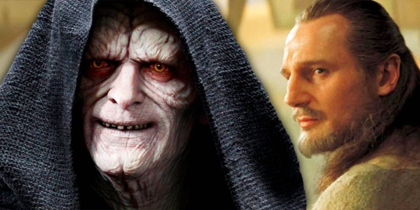 Imperador Palpatine de Star Wars com Qui-Gon Jinn atrás dele.