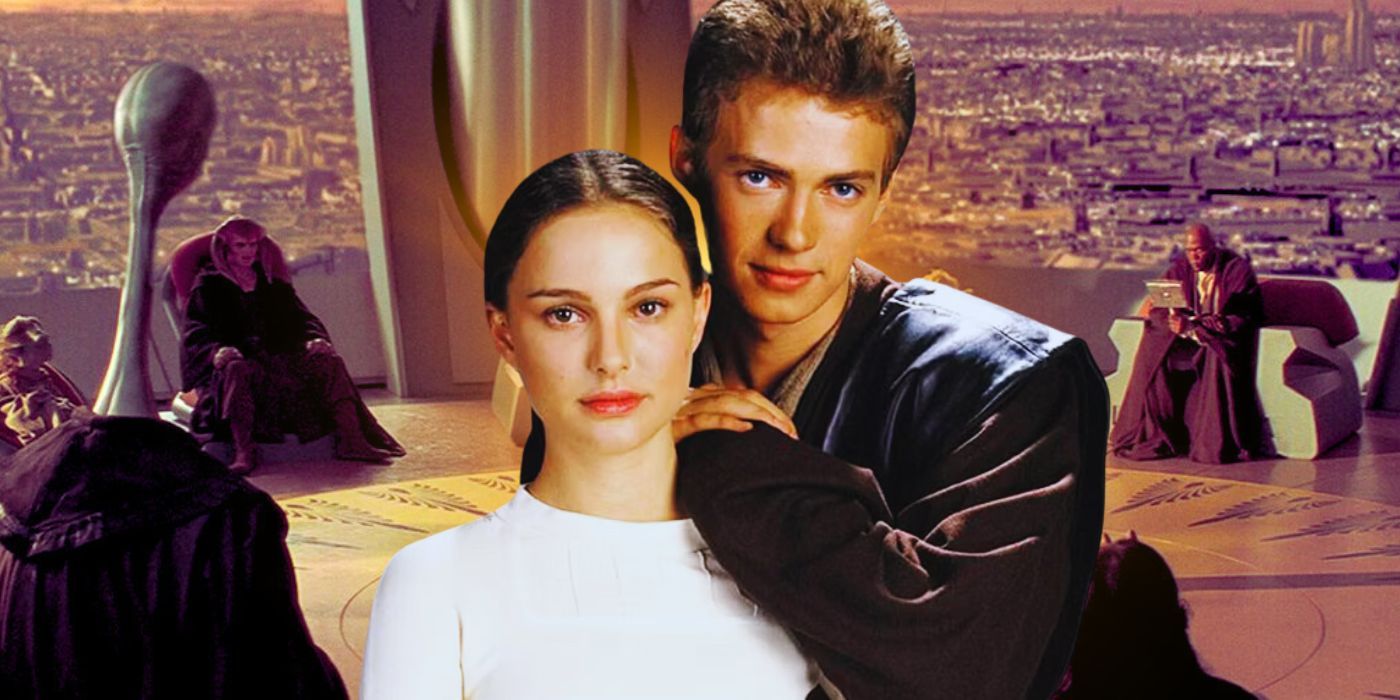 Anakin Skywalker with Padme before the Jedi Council