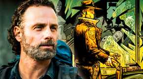 Andrew Lincoln as Rick Grimes in The Walking Dead next to Rick Grimes in The Walking Dead comics