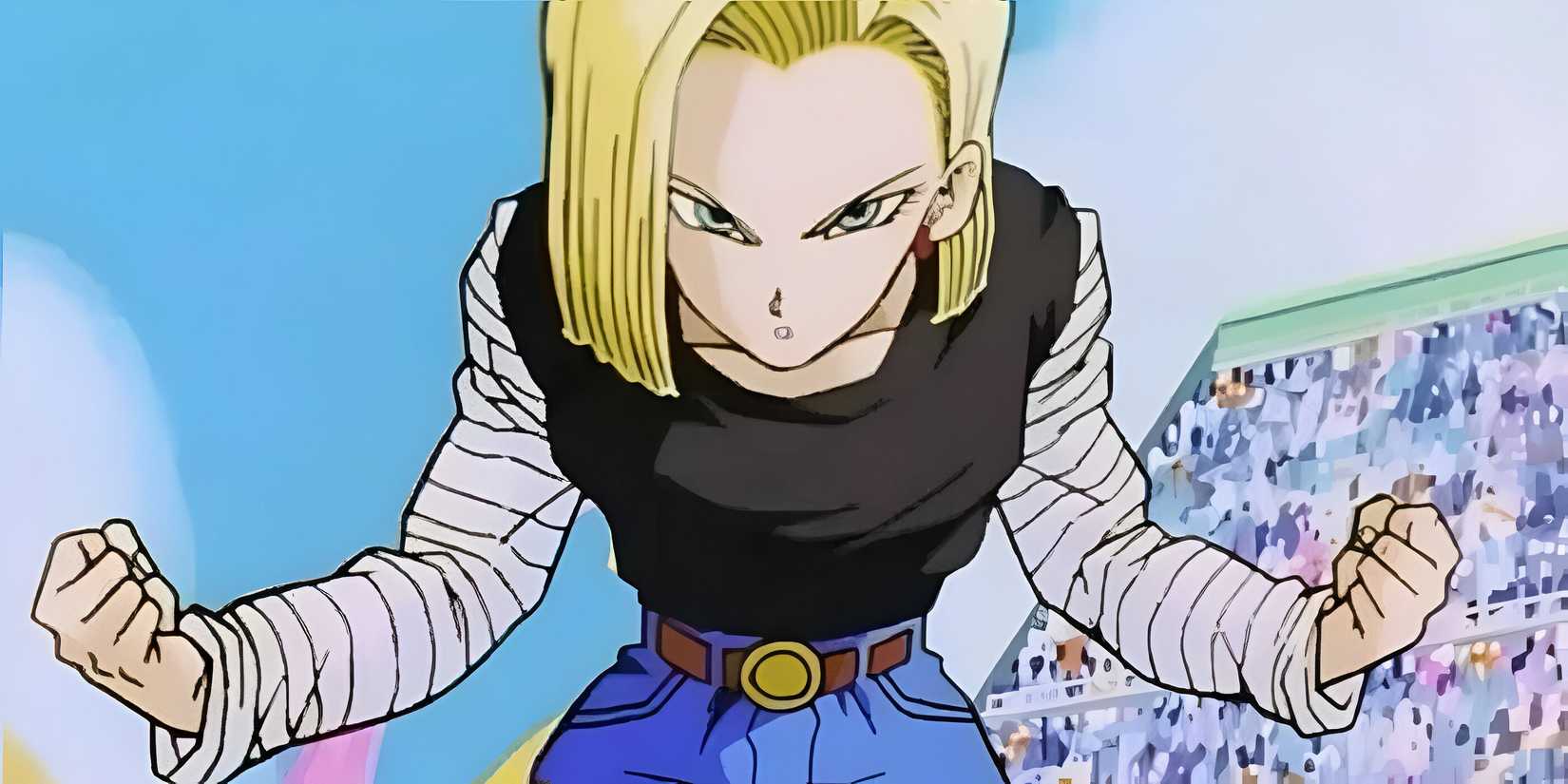 Android 18 dalam turnamen seni bela diri Dragon Ball Z.