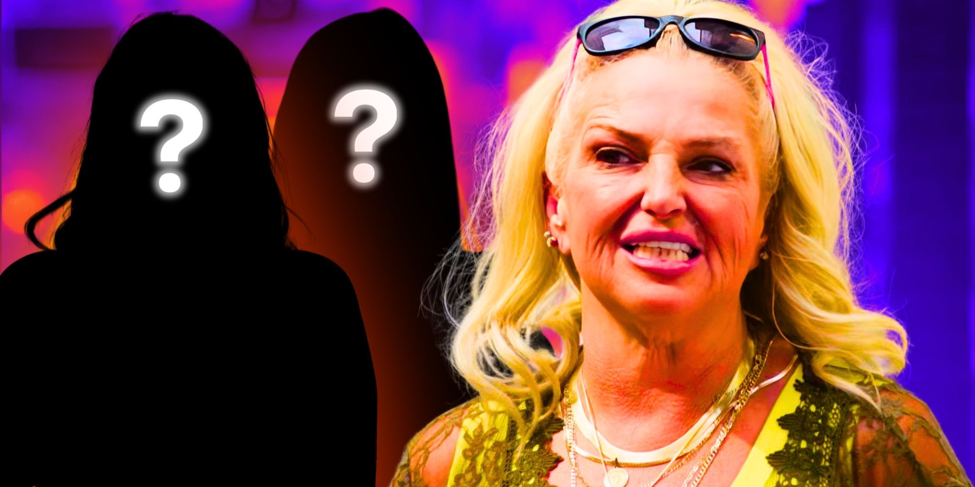 90 Day Fiance&rsquo;s Angela Deem, next to two silouettes of mystery women with question marks on top of them