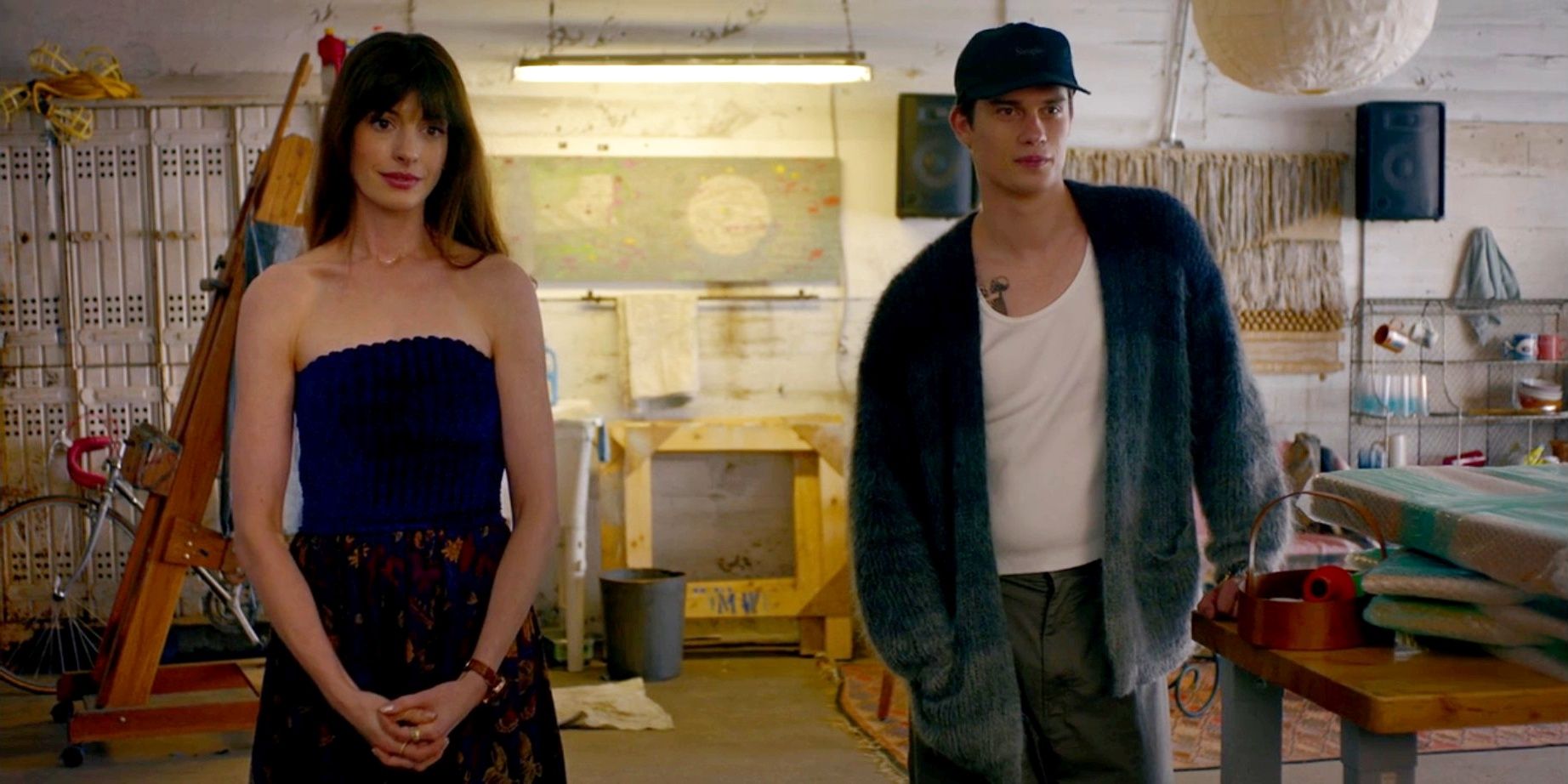 Anne Hathaway as Solene and Nicholas Galitzine as Hayes in The Idea of You.