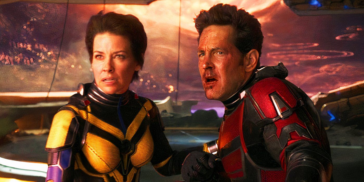 Ant-Man and the Wasp fighting Kang the Conqueror in Quantumania