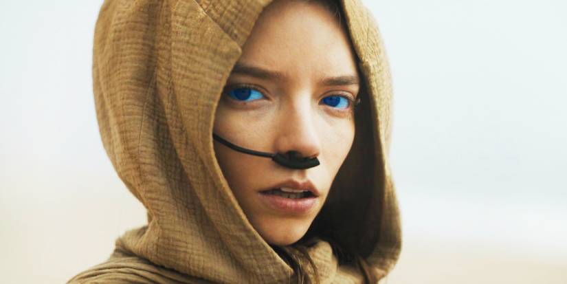 Anya Taylor-Joy as Paul's yet unborn sister Alia Atreides in Dune Part Two during her brief cameo in her brother's prophecy