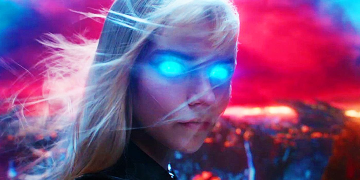 Anya Taylor-Joy as Magik with glowing eyes in The New Mutants