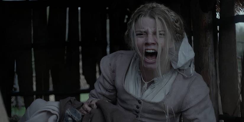 Anya Taylor Joy as Thomasin screaming in The Witch
