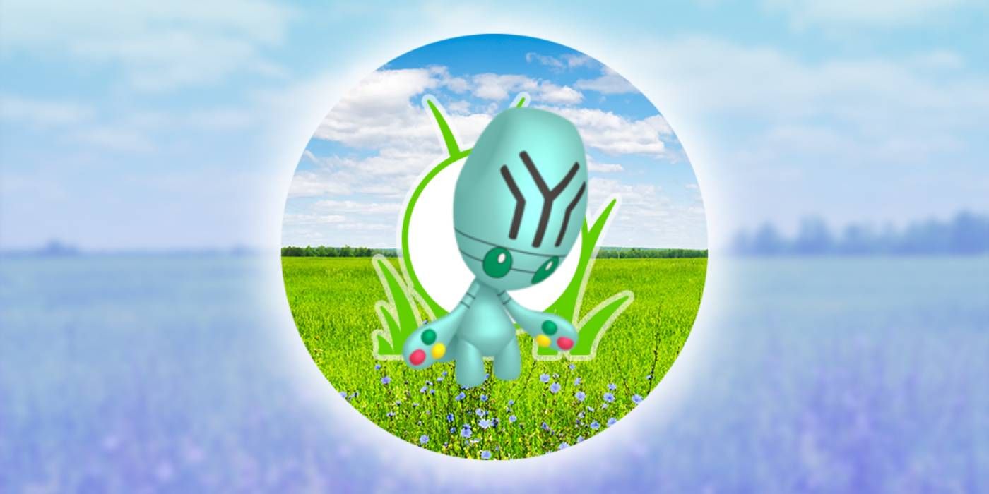 Pokémon GO Shiny Elgyem em frente ao logotipo do evento Spotlight Hour