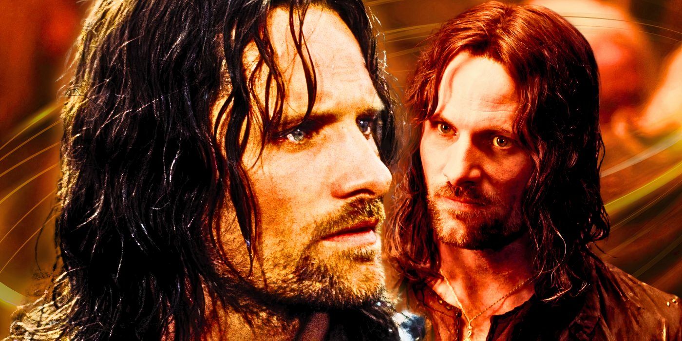 Aragorn played by Viggo Mortensen looking serious in Lord of The Rings.