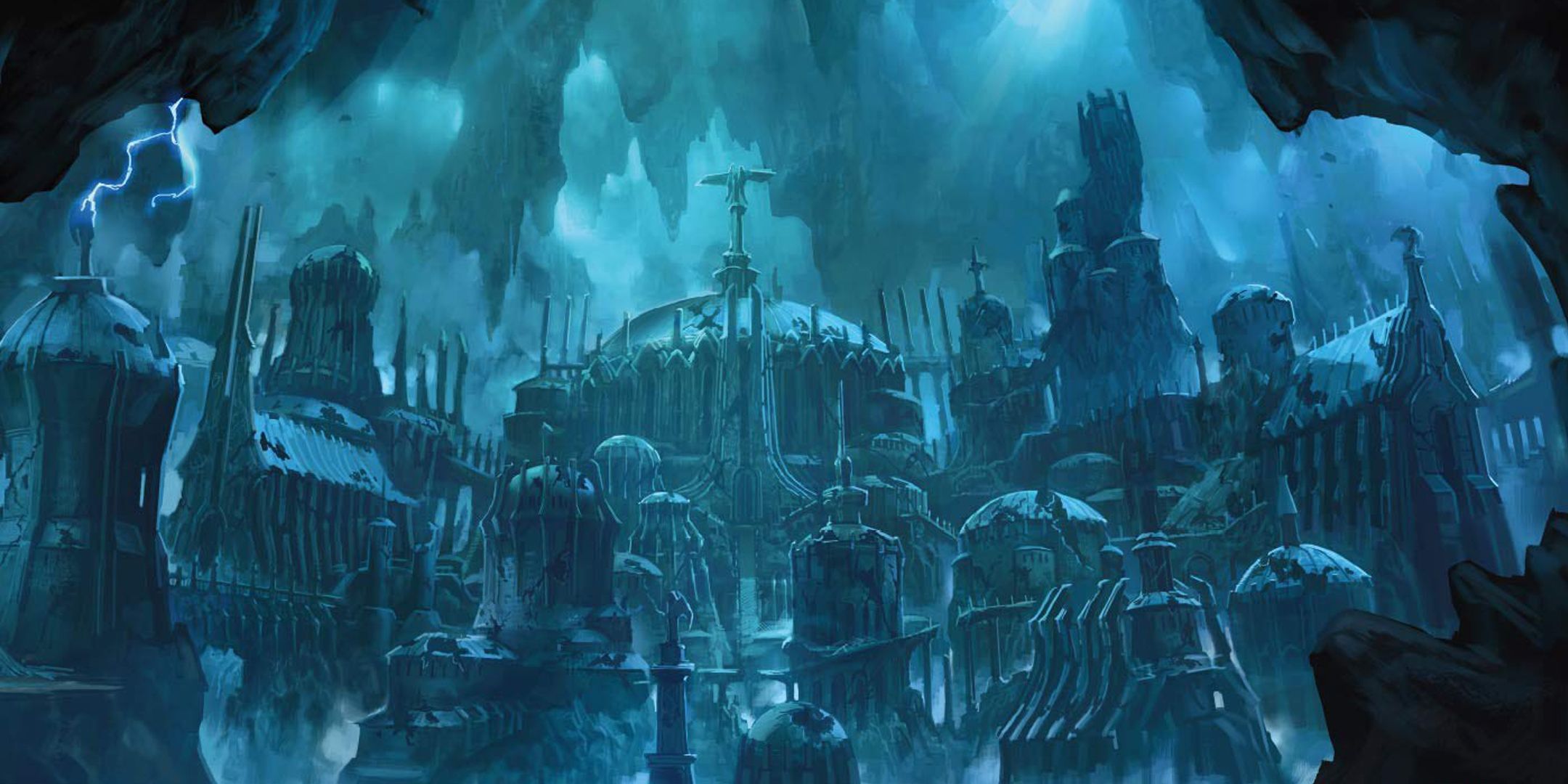 Arte conceitual das cidadelas em ruínas de Argent D'Nur em Doom Eternal.