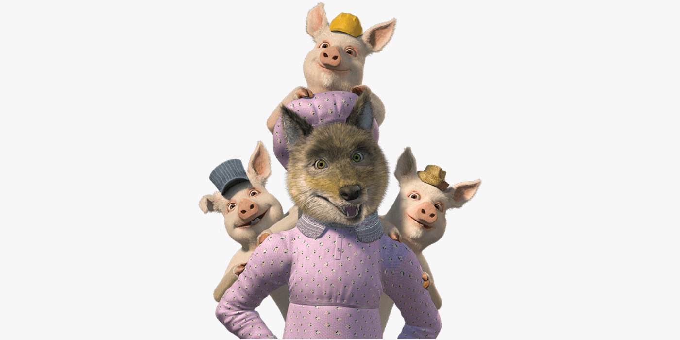 Bad Wolf and the Three pigs in Shrek promo image