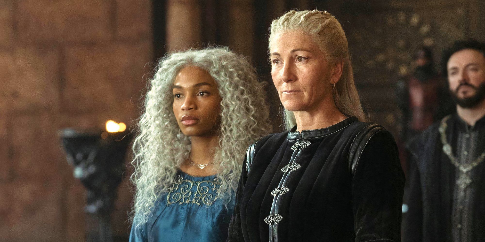 Baela Targaryen (Bethany Antonia) and Rhaenys Targaryen (Eve Best) in House of the Dragon
