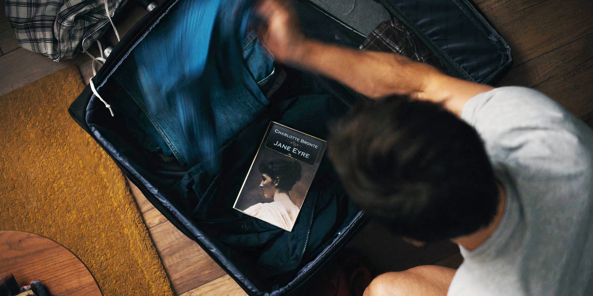 Barbarian Jane Eyre book in Tess' suitcase