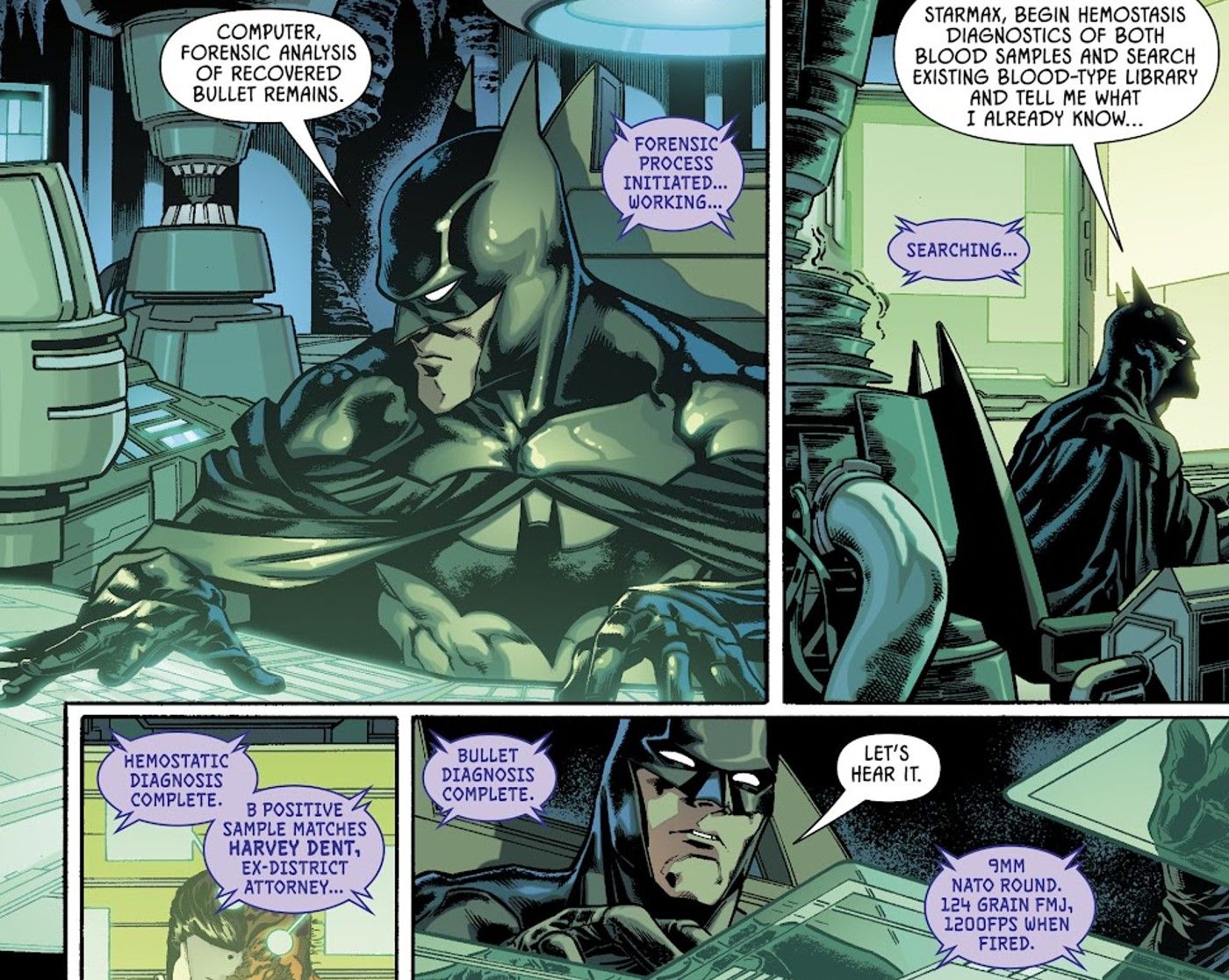 Batman falando com o batcomputador