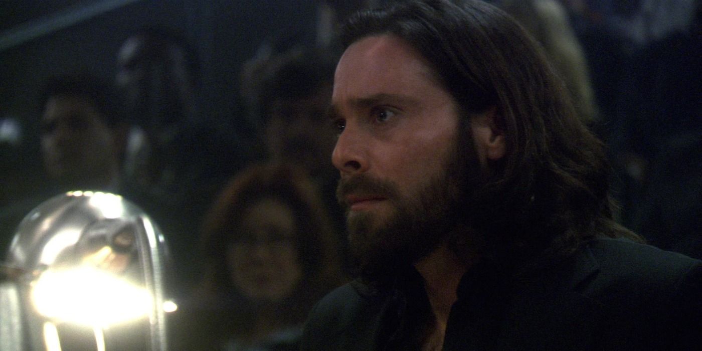 Gaius Baltar on trial in Battlestar Galactica