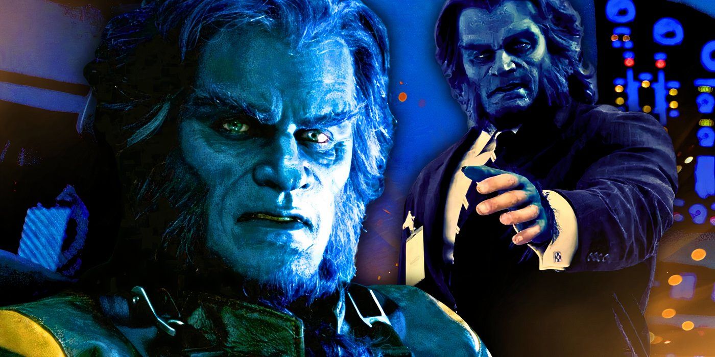 Kelsey Grammer's Beast from X-Men the Last Stand looking out a window and reaching out his hand