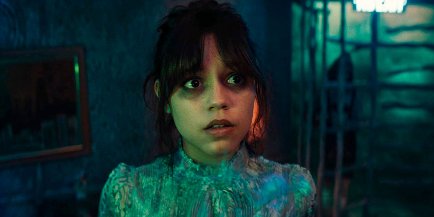 Astrid (Jenna Ortega) looking frightened in Beetlejuice 2