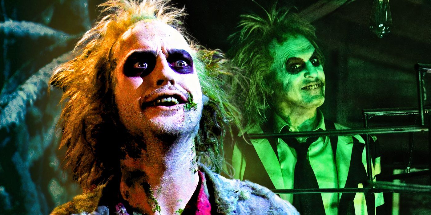 Michael Keaton as Beetlejuice in the 1988 movie and 2024 sequel