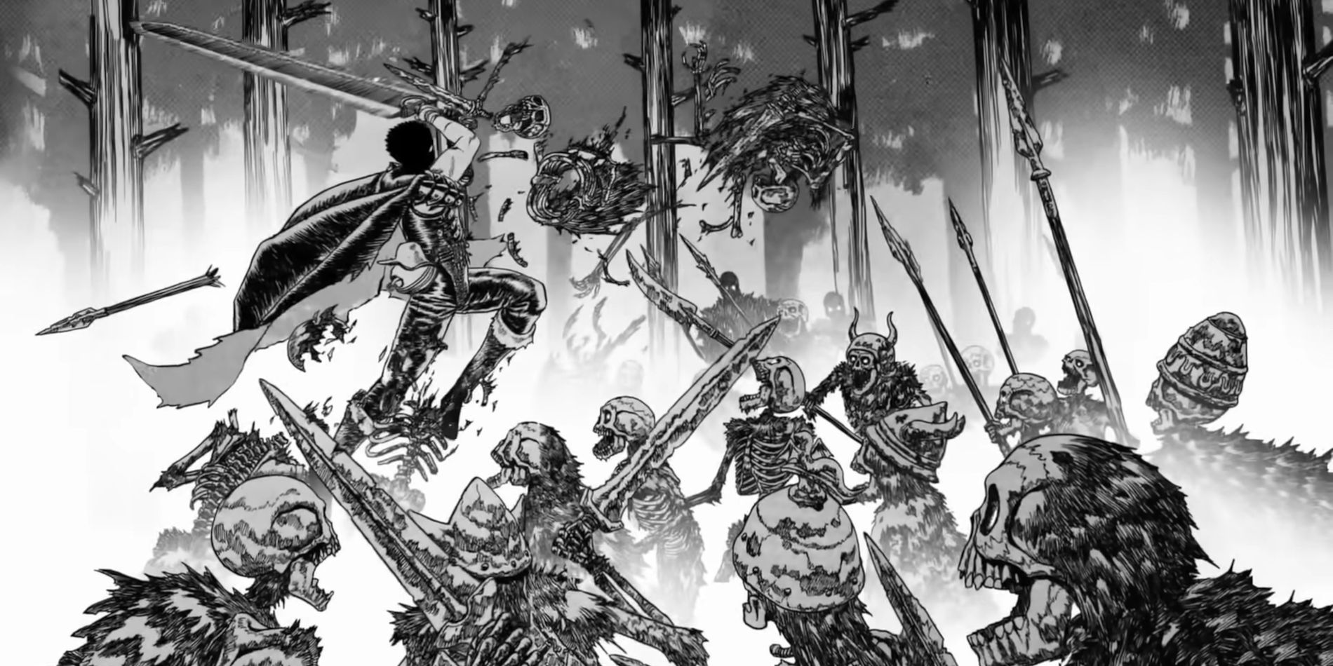 Berserk Fan Motion Comic Studio Taka Guts against the skeletons