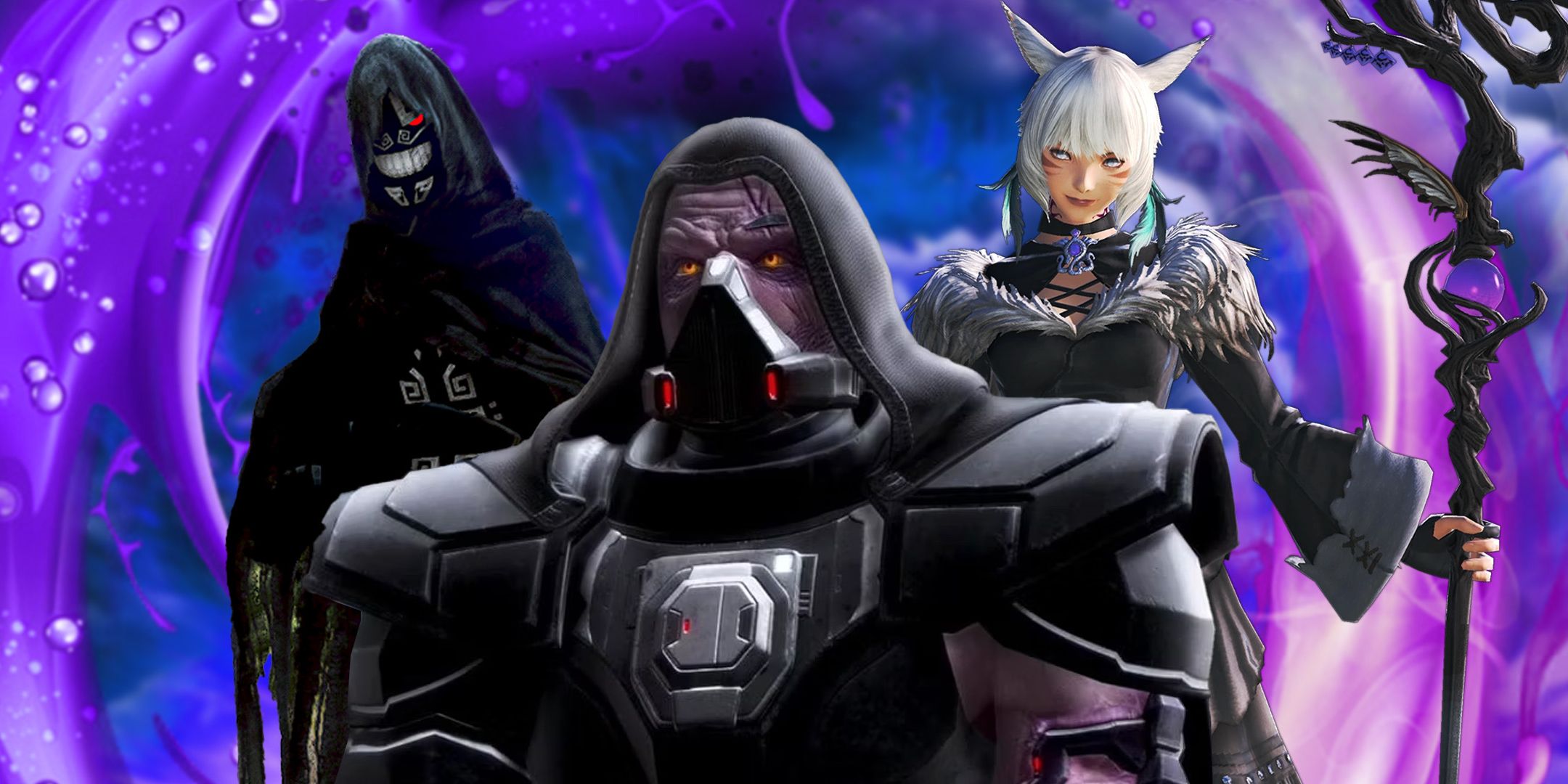 Darth Malgus from SWTOR, Y'Shtola from FF14 and  Black Spirit from BDO.