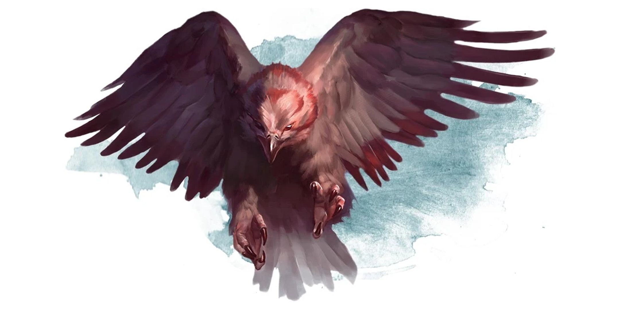 Um Blood Hawk tingido de vermelho em D&D em um fundo branco.