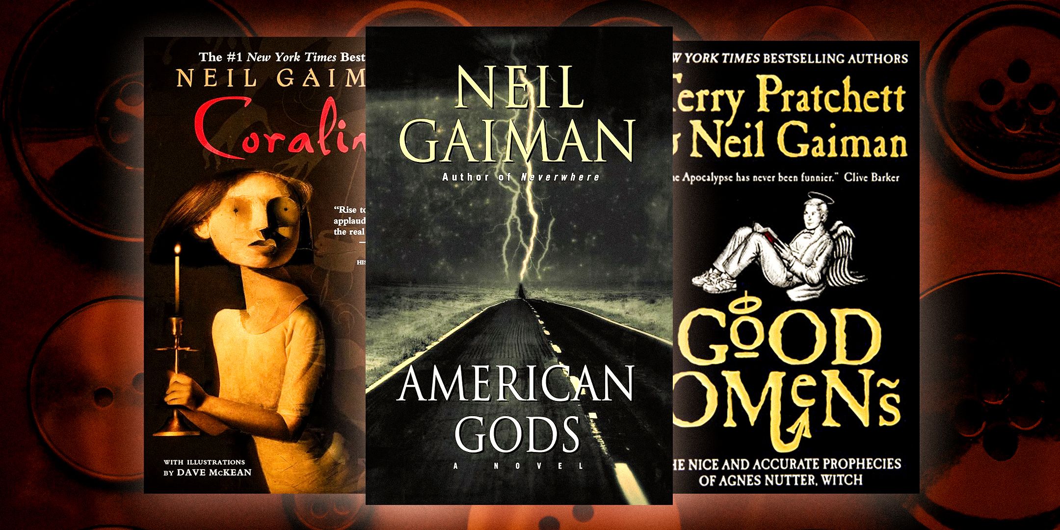 book-cover-of-American-Gods,-Coraline,-Good-Omens