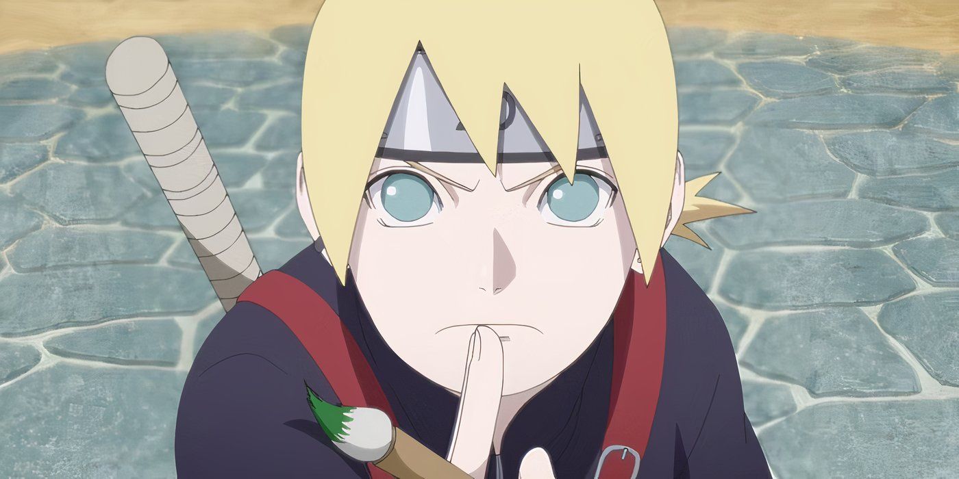 Inojin de Boruto realizando um jutsu com uma escova de dor na mão.