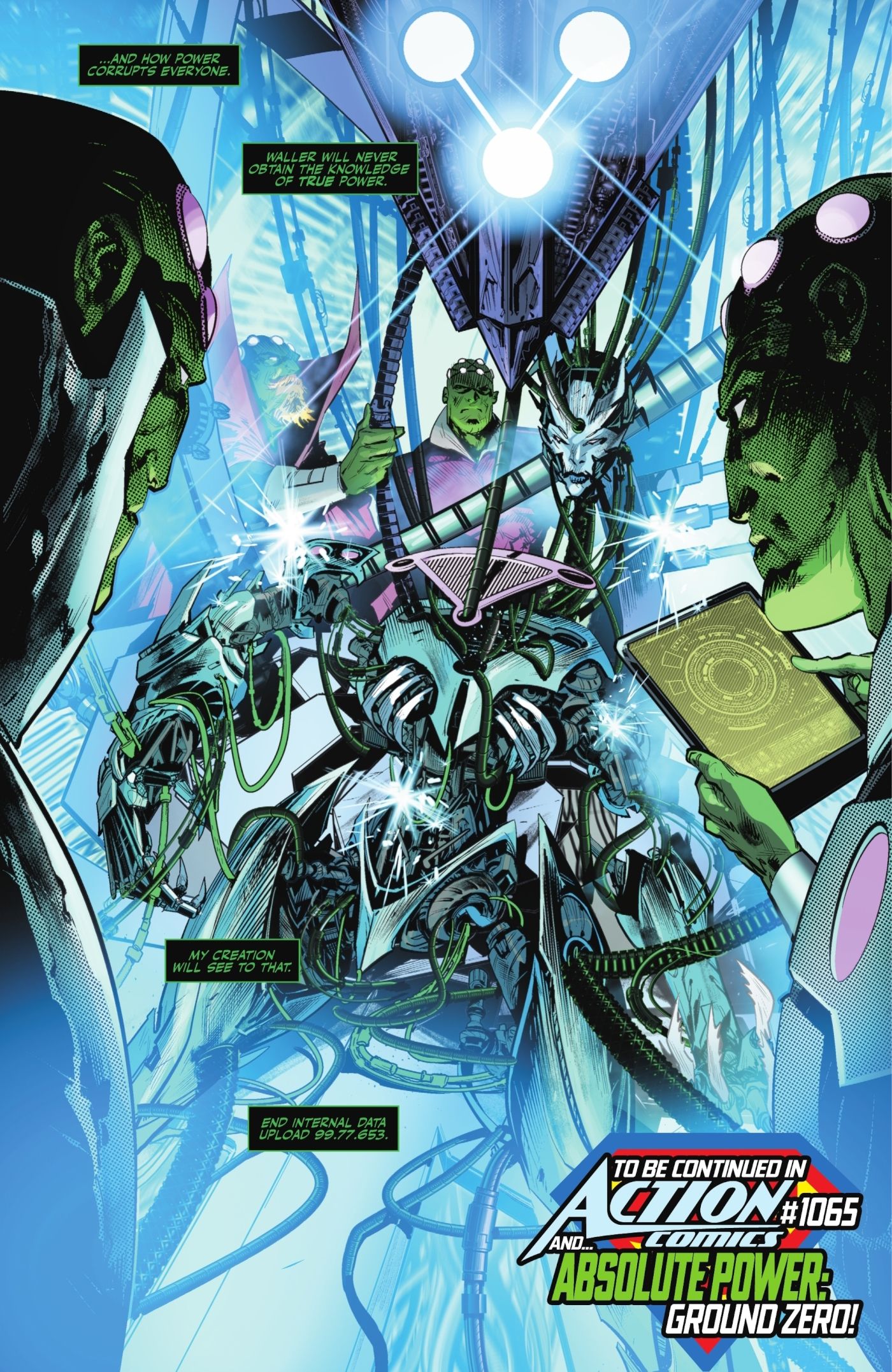 Comic book page: Brainiac Is Building The Brainiac Queen