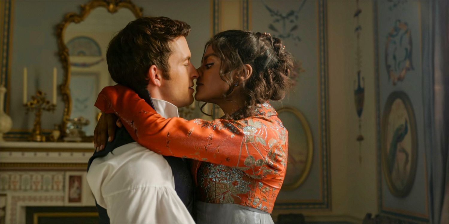 Anthony Bridgerton (Jonathan Bailey) and Lady Kate Bridgerton (Simone Ashley) kissing in Bridgerton season 3 Part 1