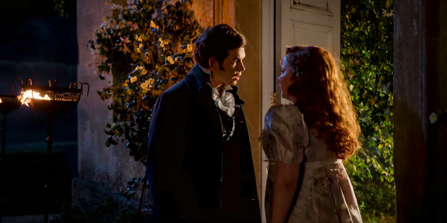 Colin Bridgerton (Luke Newton) visiting Penelope Featherington (Nicola Coughlan) secretly at night in Bridgerton season 3 Part 1