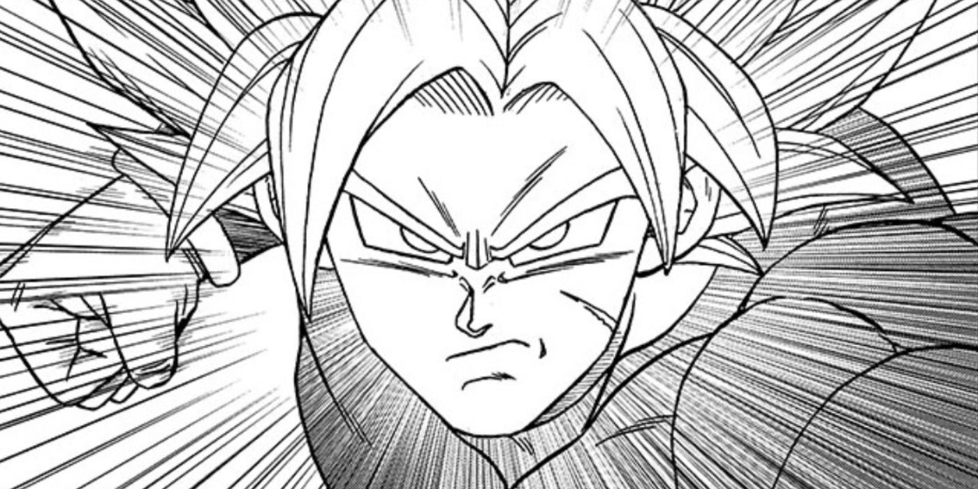 Dragon Ball's Broly powering up to Super Saiyan without losing control.