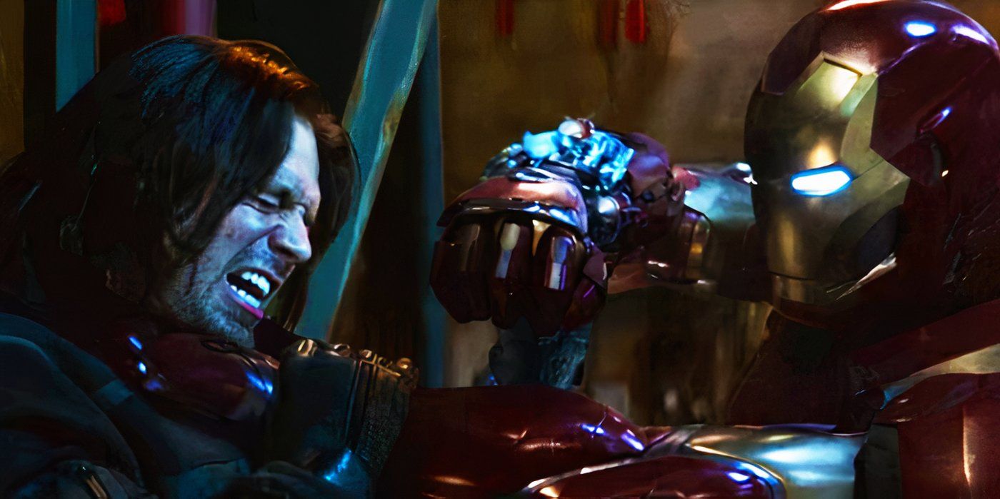 Bucky Barnes battling Iron Man in Captain America Civil War