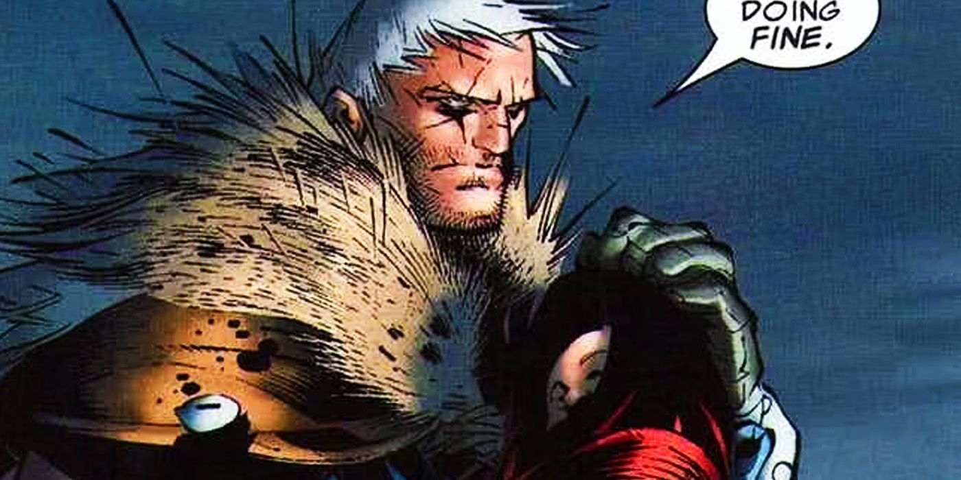 Cable com a bebê Hope Summers na Marvel Comics