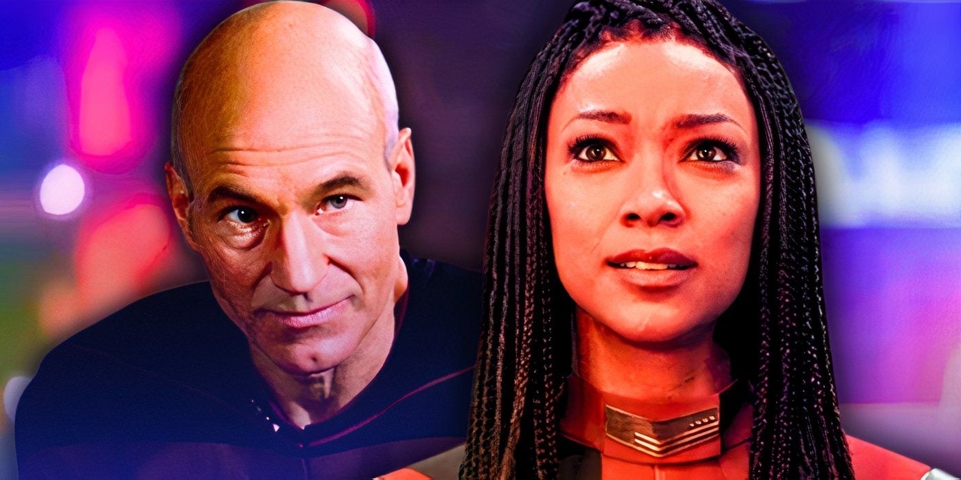 Captain Picard and Captain Burnham of Star Trek