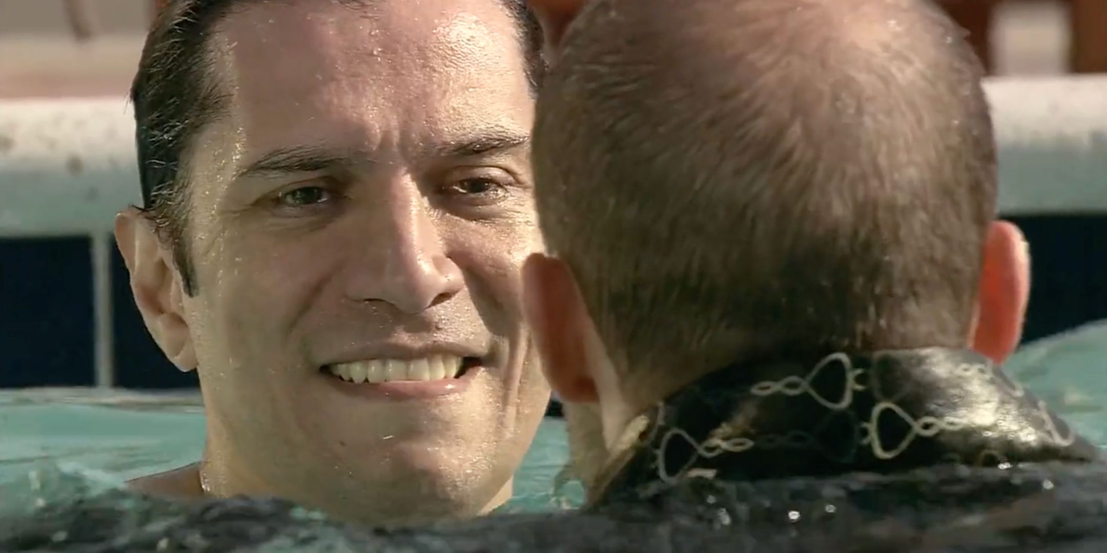 Carlos Sanz as Carlito in a swimming pool in Crank