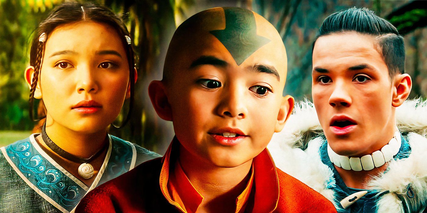 From left to right, Katara, Aang, and Sokka are the three main heroes in Netflix's TV show. 