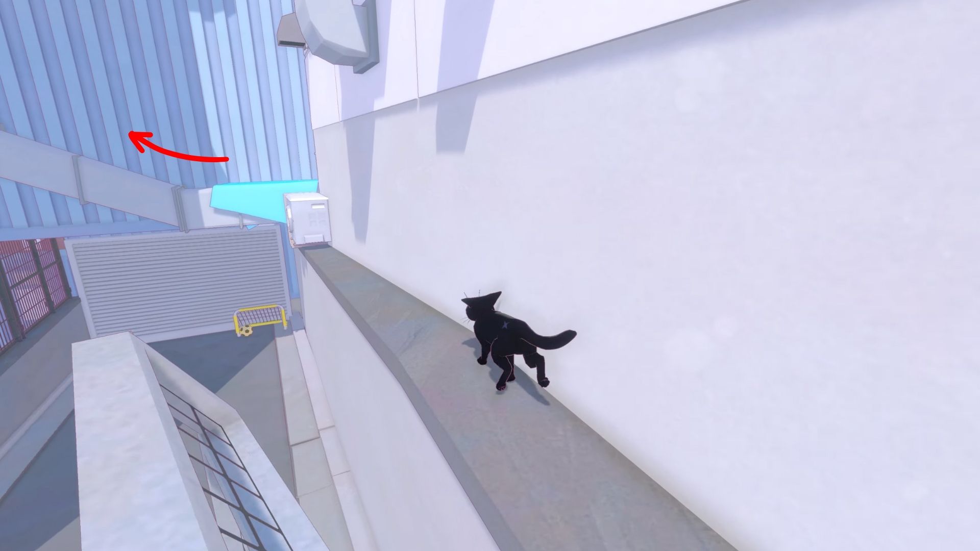 Cat running along a ledge in Little Kitty Big City