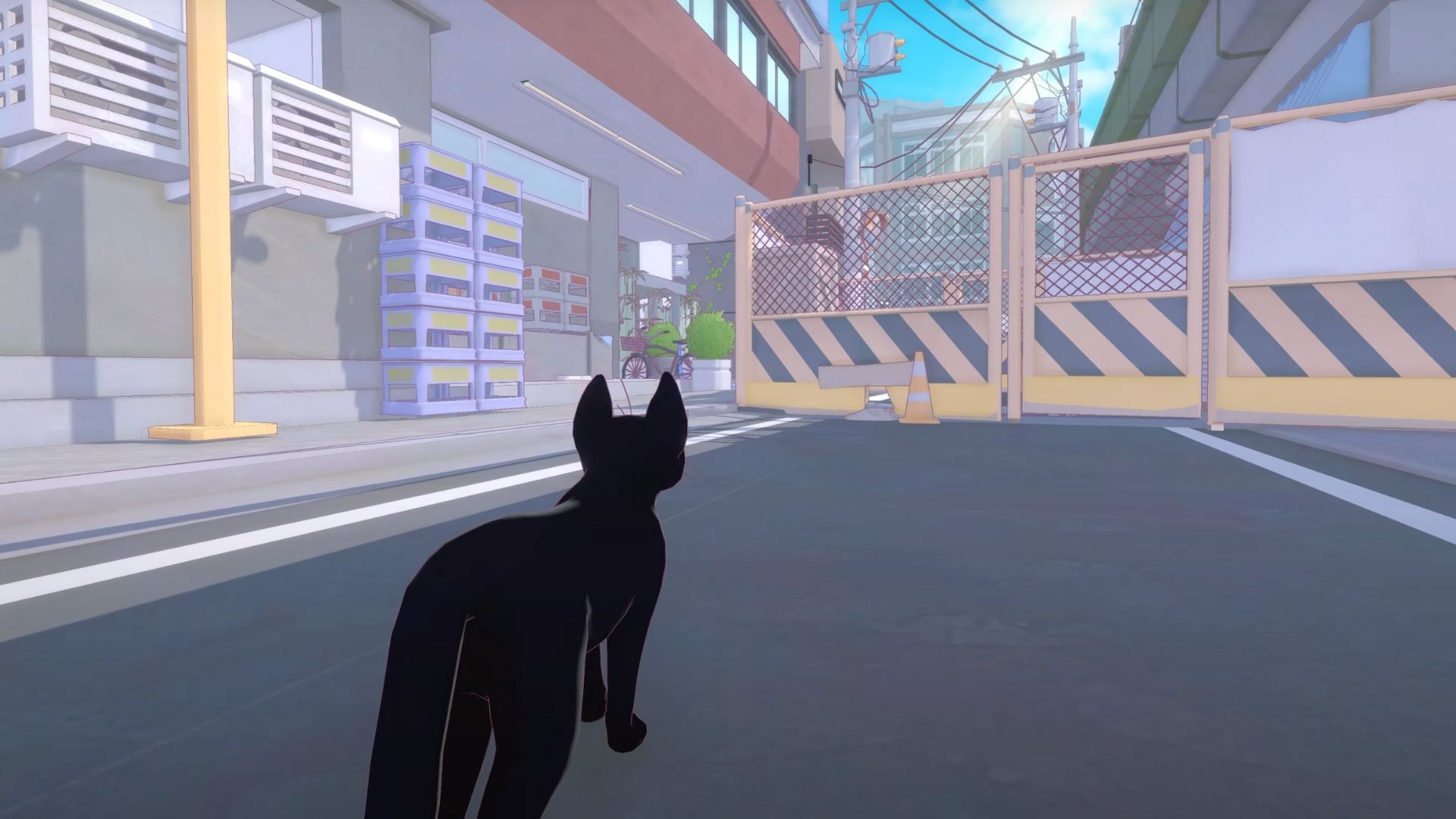 Cat staring at a construction site in Little Kitty Big City