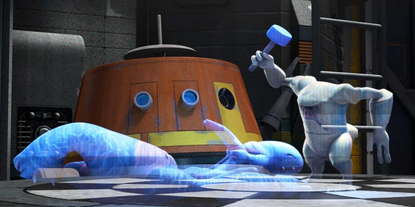 Chopper plays a game of dejarik on the Ghost