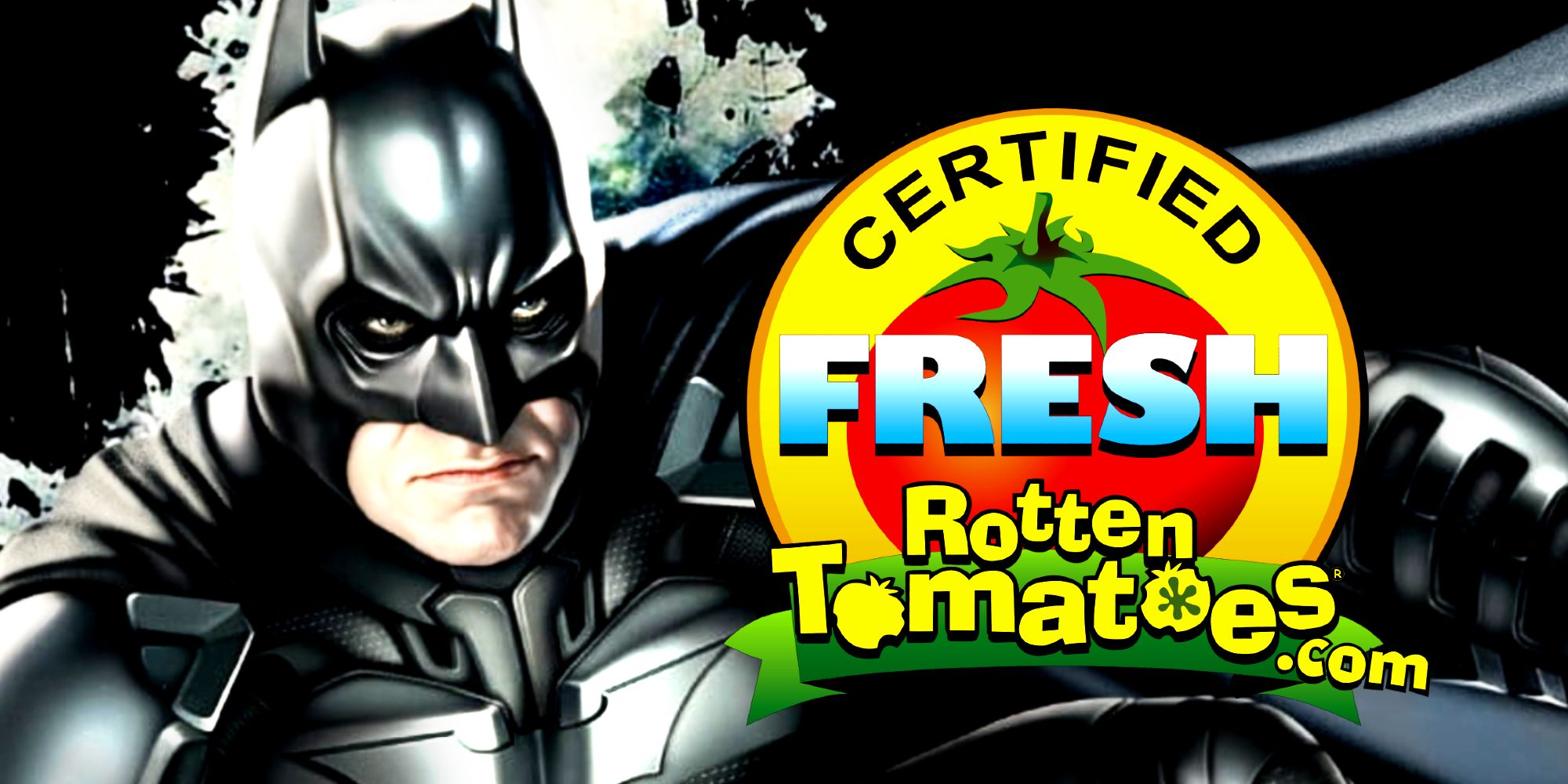 Christian Bale's Batman Fighting in Christopher Nolan's The Dark Knight and the Rotten Tomatoes Certified Fresh Stamp