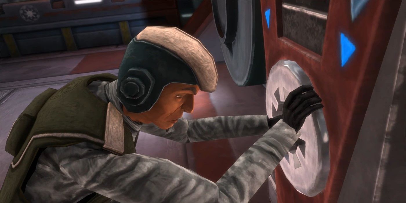 Clone Private Switch fixing a terminal on Juma 9 Station in Star Wars The Clone Wars Republic Heroes.