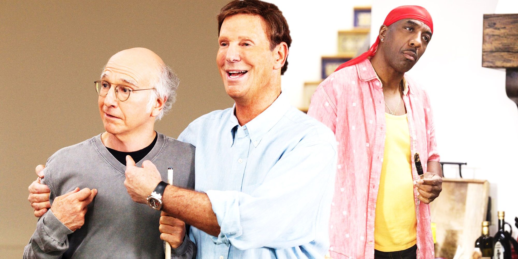 Collage of Larry, Funkhouser, and Leon in Curb Your Enthusiasm
