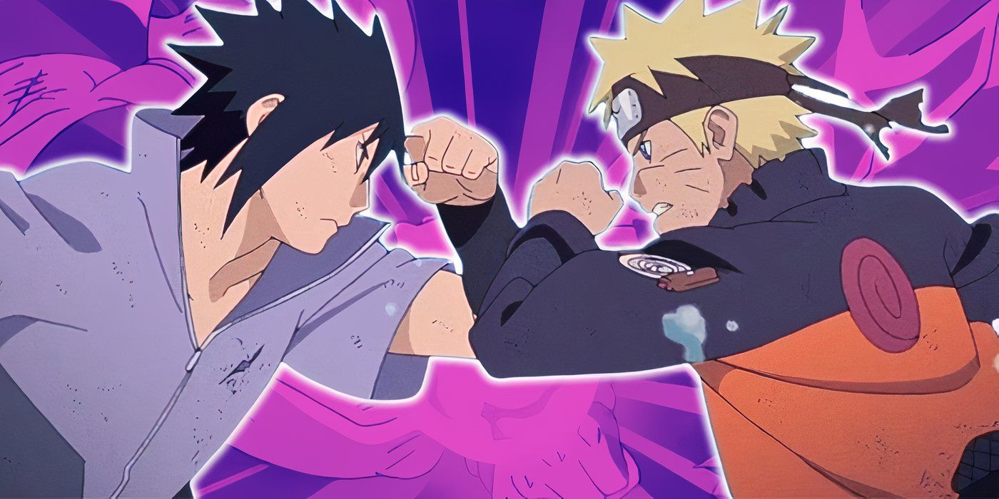 Collage style image featuring Naruto and Sasuke, as well as Goku and Frieza from Dragon Ball