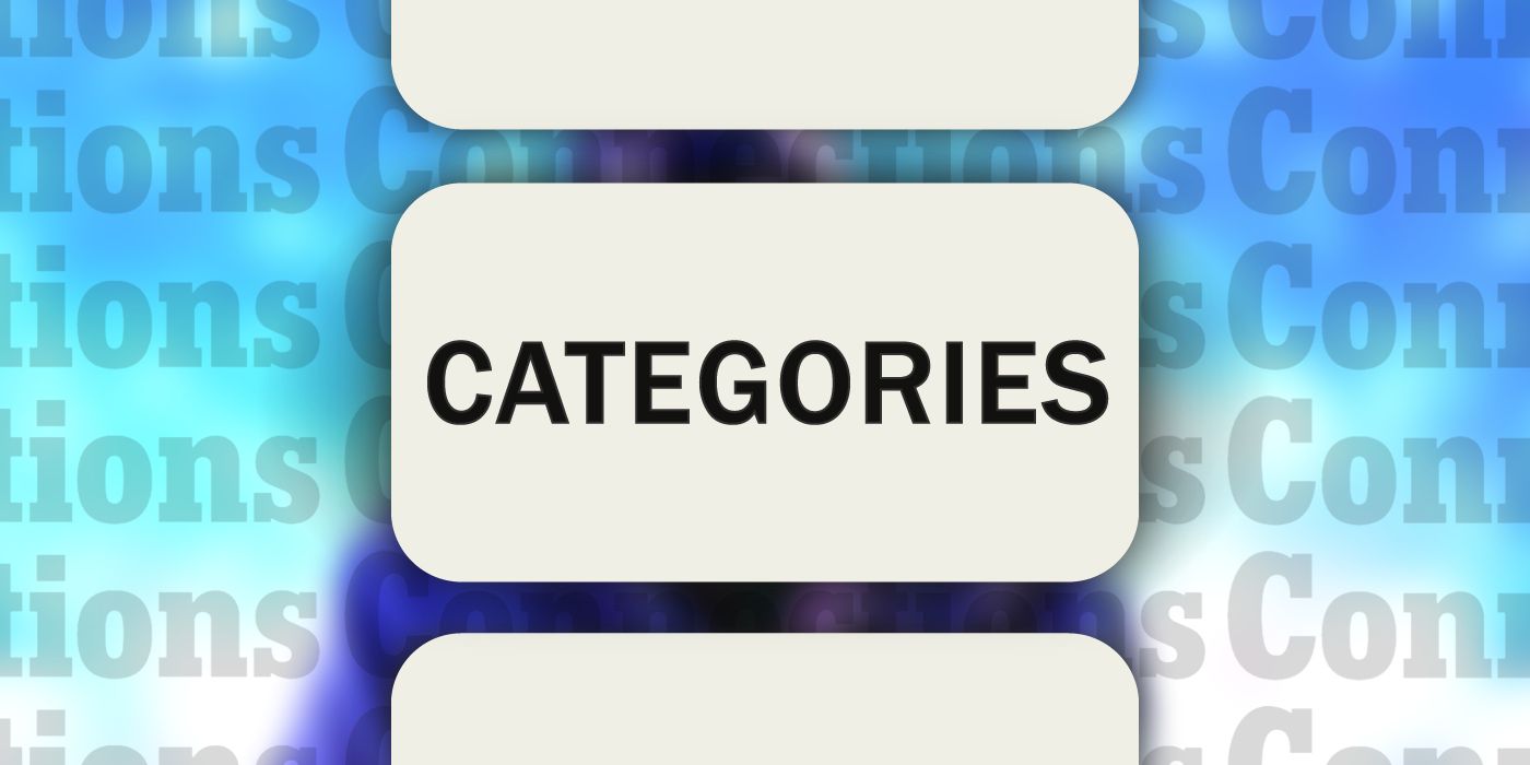 Connections: The word Categories in big letters with a blurred background