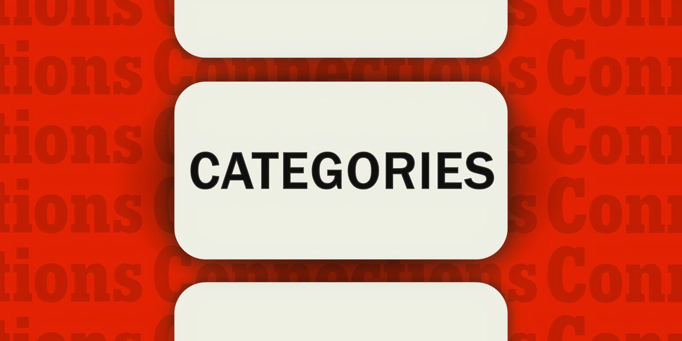 Connections May 21 The word Categories in a big box with red background