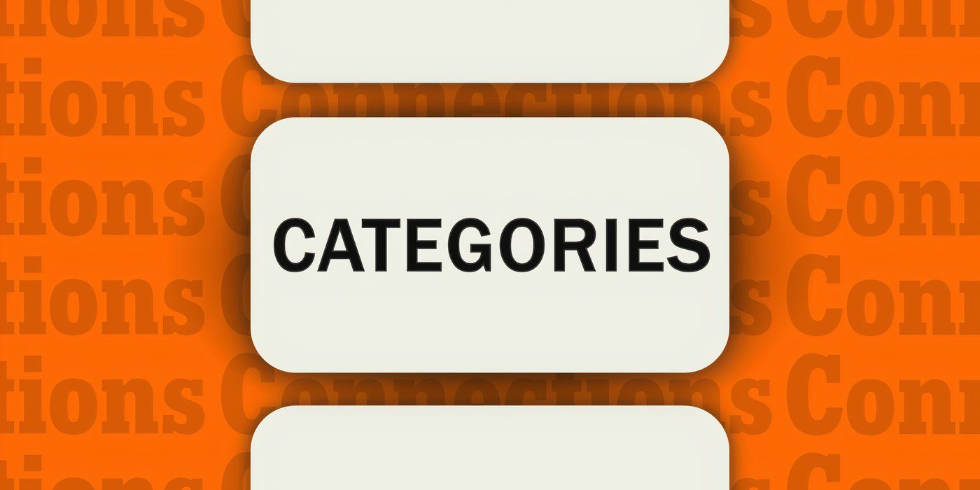 Connections May 22 The word Categories in a big box with an orange background