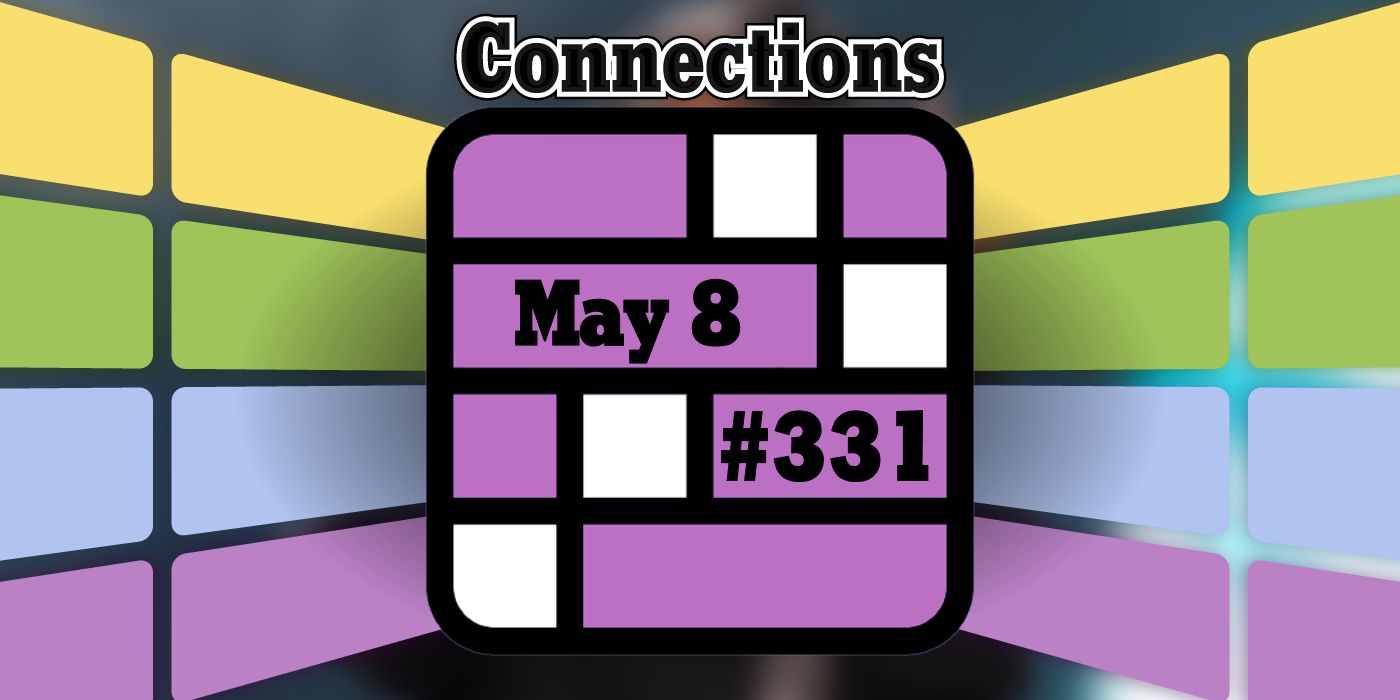 Connections: A grid with the puzzle number, date, and a blurred background